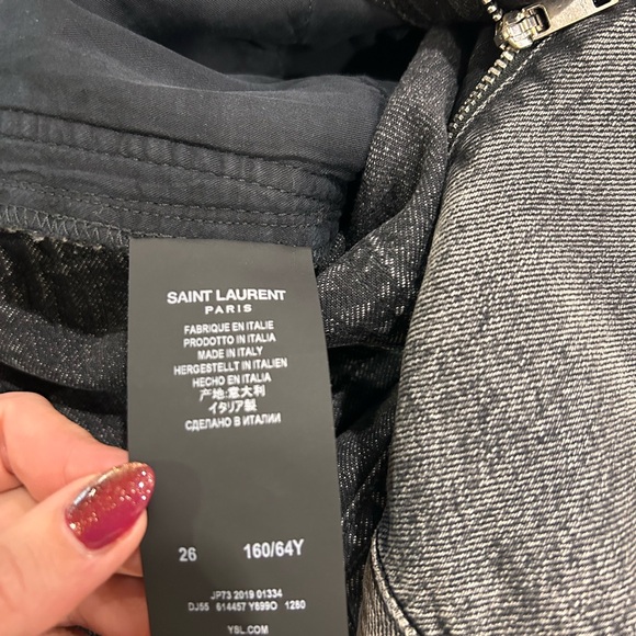 YSL Saint Laurent Black Distressed Mini denim jeans skirt - worn 2x - Picture 9 of 12